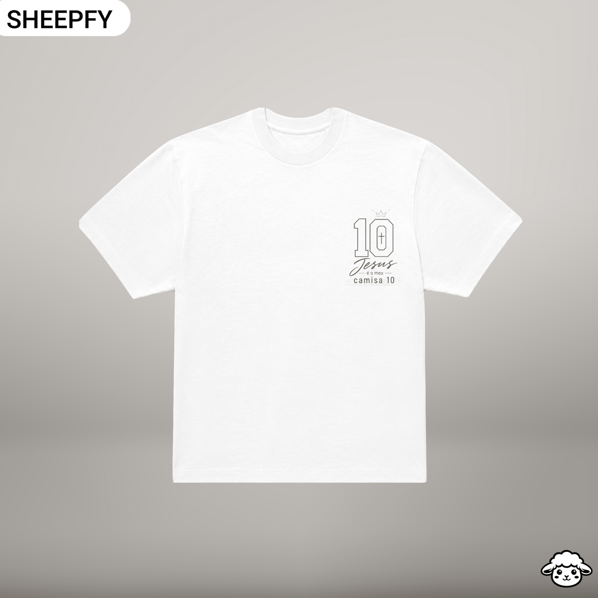 T-shirt oversized de manga curta - Jesus é meu camisa 10 - World Cup Collection - Sheepfy
