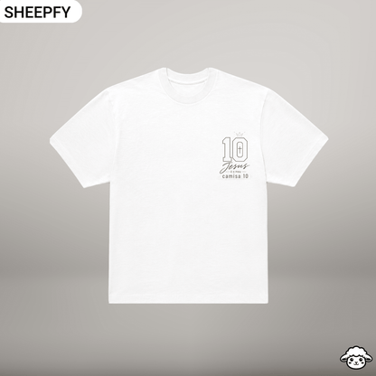 T-shirt oversized de manga curta - Jesus é meu camisa 10 - World Cup Collection - Sheepfy