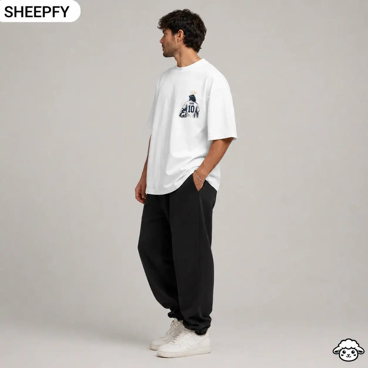 T-shirt oversized de manga curta - Jesus is My GOAT - World Cup Collection - Sheepfy