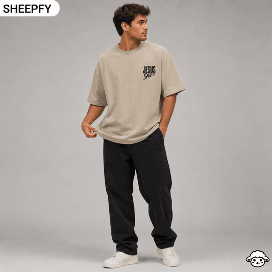 T-shirt oversized de manga curta - Jesus Saves - World Cup Collection - Sheepfy