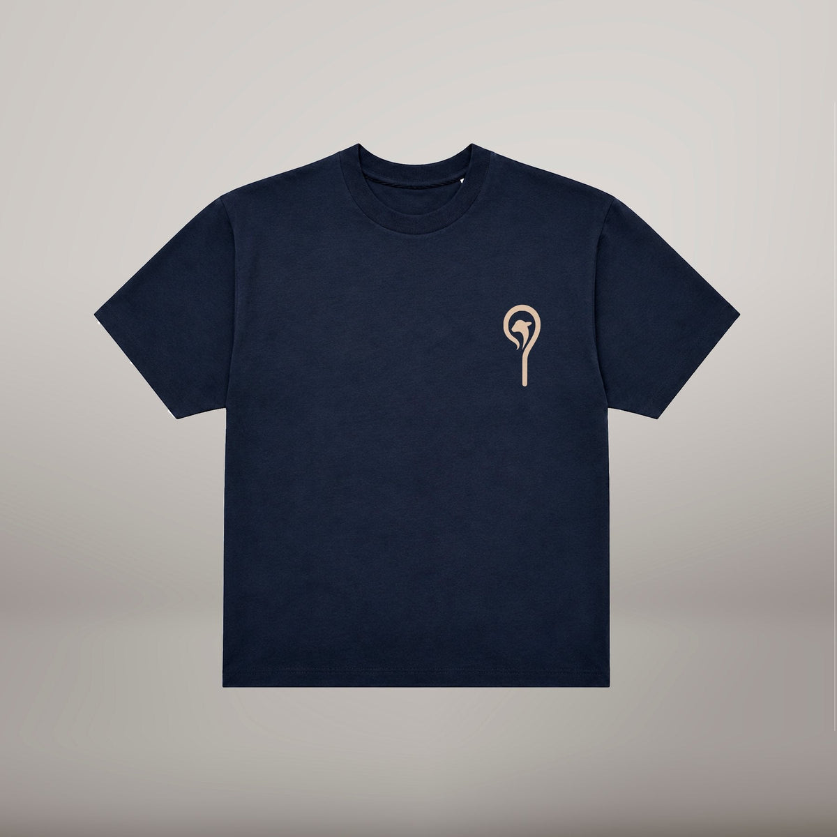 The Good Shepherd – T-shirt cristã oversized de homem, azul-marinho (frente)