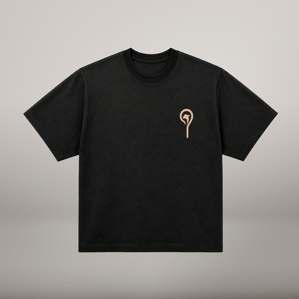 The Good Shepherd – T-shirt cristã oversized de homem, preta (frente)