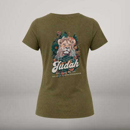 The Lion of Judah Will Fight for You – T-shirt de Manga Curta | Caminho Collection | Sheepfy - Sheepfy