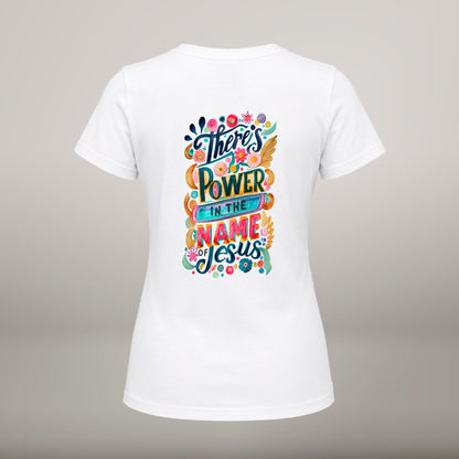There's Power in the Name of Jesus – T-shirt de Manga Curta | Caminho Collection | Sheepfy - Sheepfy