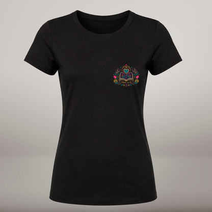 Wisdom Will Save You – T-shirt cristã de mulher, preta (frente)