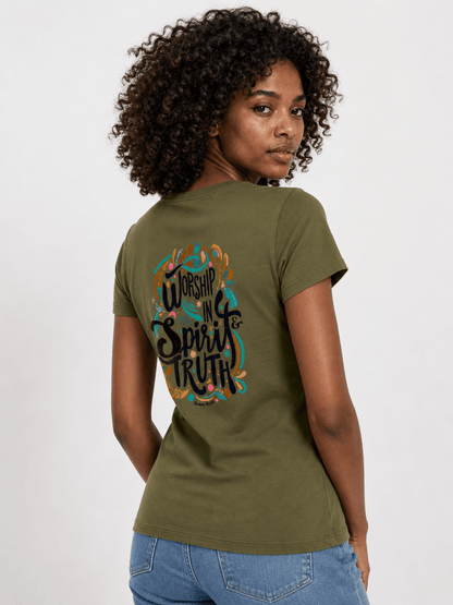 Worship in Spirit and Truth – T-shirt cristã de mulher – foto 2