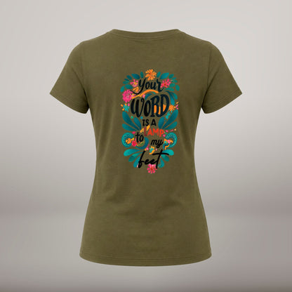 Your Word Is a Lamp to My Feet – T-shirt de Manga Curta | Caminho Collection | Sheepfy - Sheepfy